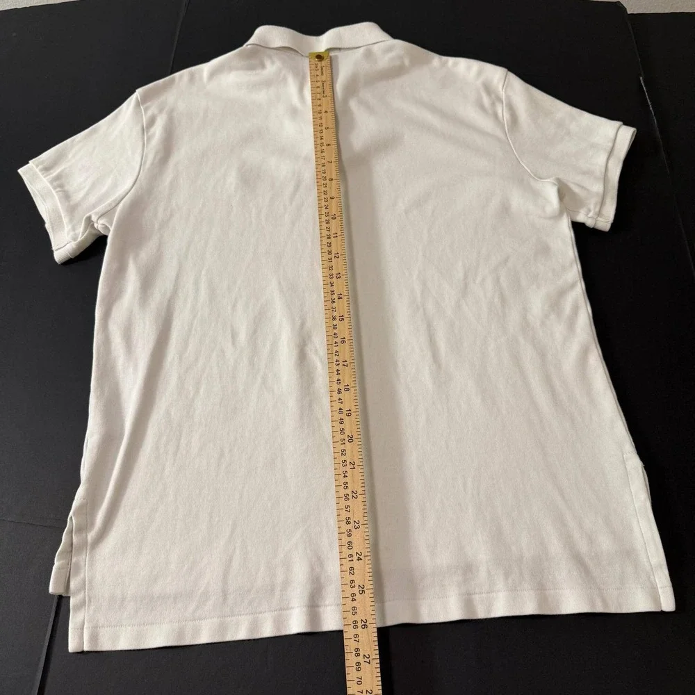 Polo Ralph Lauren Mens Custom Fit Polo Shirt White Cotton Short Sleeve Medium